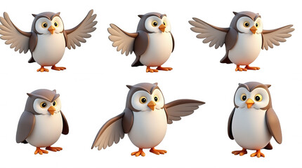 Fototapeta premium Charming Owl Illustration Set with Transparent Background for Design Overlays and Projects