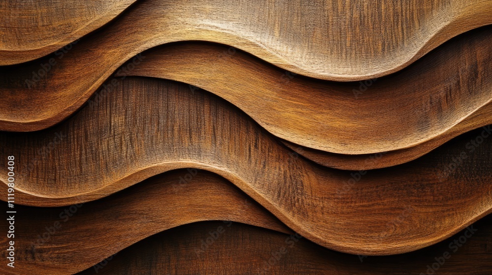 Poster decorative wooden background with textured wavy patterns, illuminated by soft low light, ideal for i