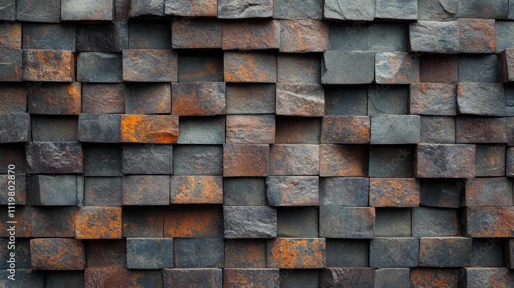 Poster textured brick wall background in vintage style featuring varied colors and patterns ideal for retro
