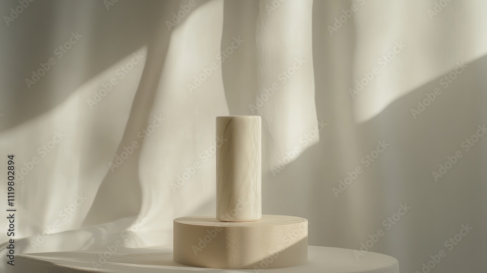 Poster ceramic light stand on a minimalistic surface with soft shadows and a light background for artistic 