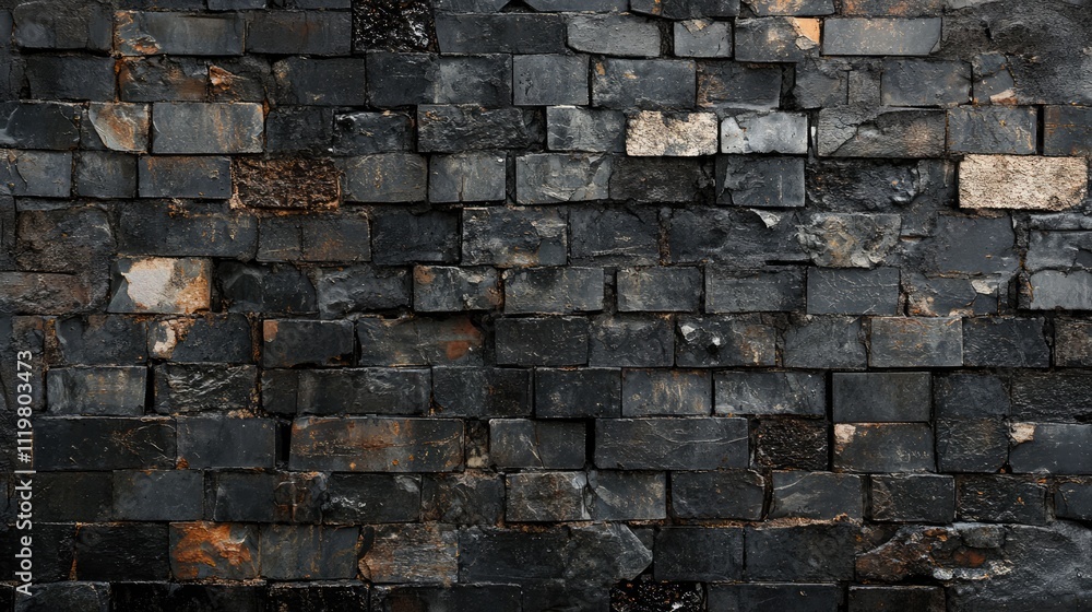 Poster dark textured brick wall background with a mix of tones for versatile architectural or design applic
