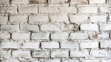 Fototapeta premium Whitewashed brick wall perfect for loft style interiors and modern design aesthetics offering a rustic yet contemporary backdrop.