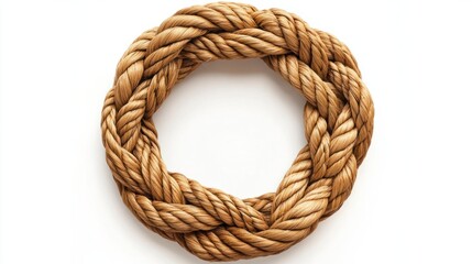 Obraz premium Stylish 3D rope wreath design with detailed braiding and soft texture, perfect for decoration, on white