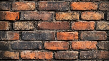 Obraz premium Brick texture wall showcasing classic masonry with varied red and brown bricks highlighting craftsmanship and construction techniques