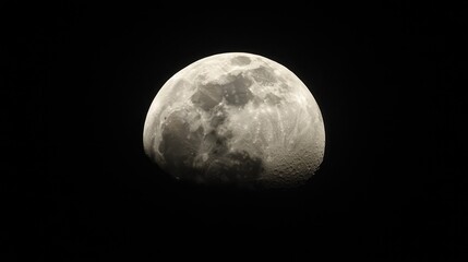 Obraz premium Dramatic close-up of a lunar eclipse showcasing the moon partially obscured against a black sky, highlighting craters and surface texture, astronomy, space, celestial event.