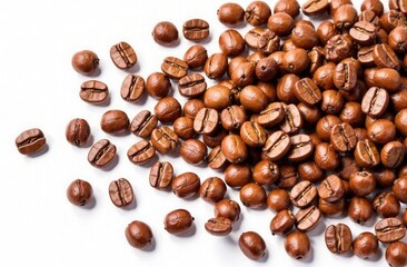 Fototapeta premium There is a sizable pile of coffee beans elegantly placed on a white surface