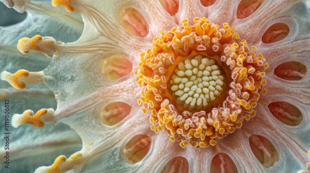 Poster Coastal Tidytips Flower Closeup with Detailed Pollen Structures and Vibrant Colors in Natural Setting
