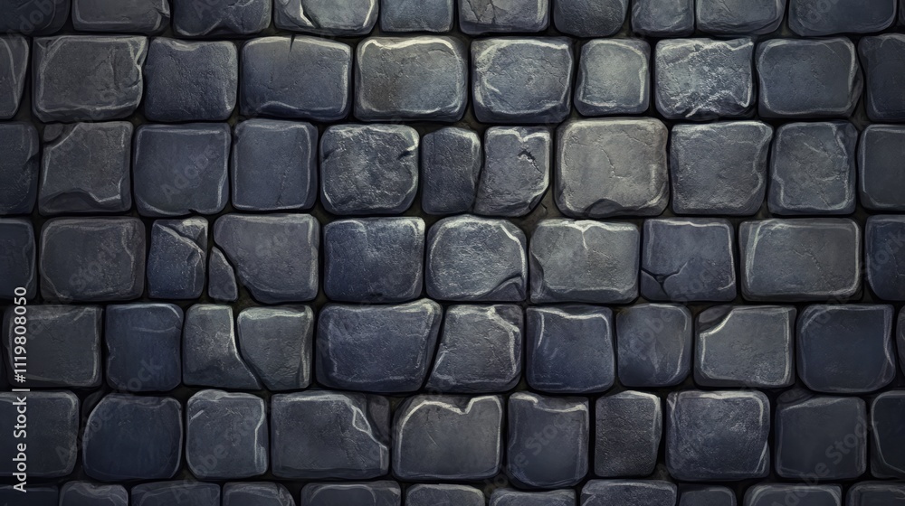 Poster textured cobblestone wall background with dark tones and uneven surfaces suitable for artistic and a