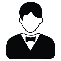 Hand drawn doodle croupier icon on white background.