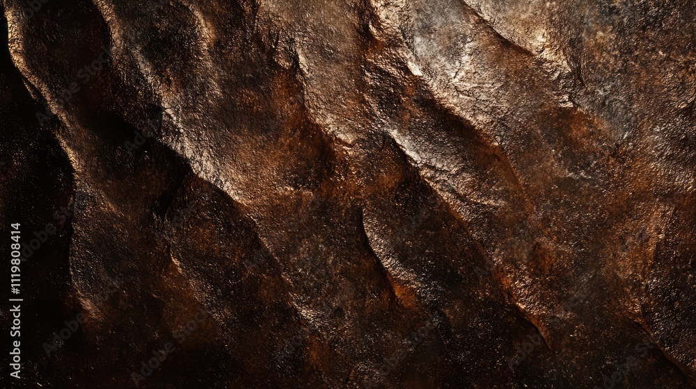 Poster textured brown foil background with metallic sheen for design and creative projects in various appli