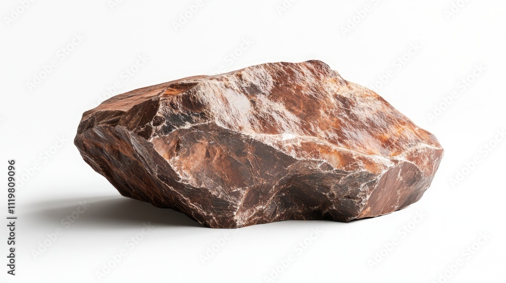 Poster large brown quartz stone displayed on a clean white background showcasing its unique texture and nat