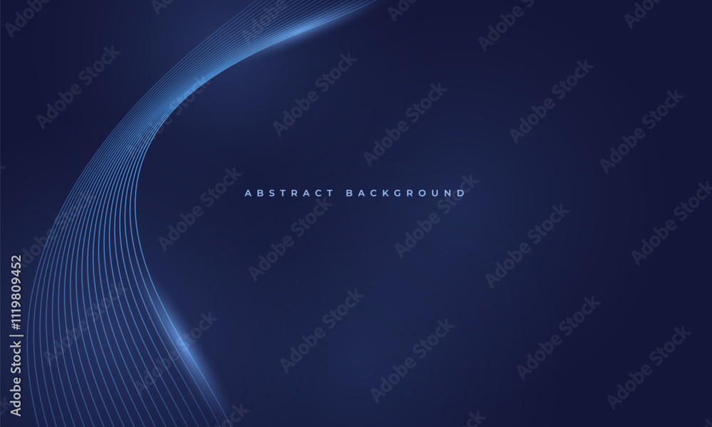 Canvas Prints abstract dark blue vector background with glowing blue wavy lines.