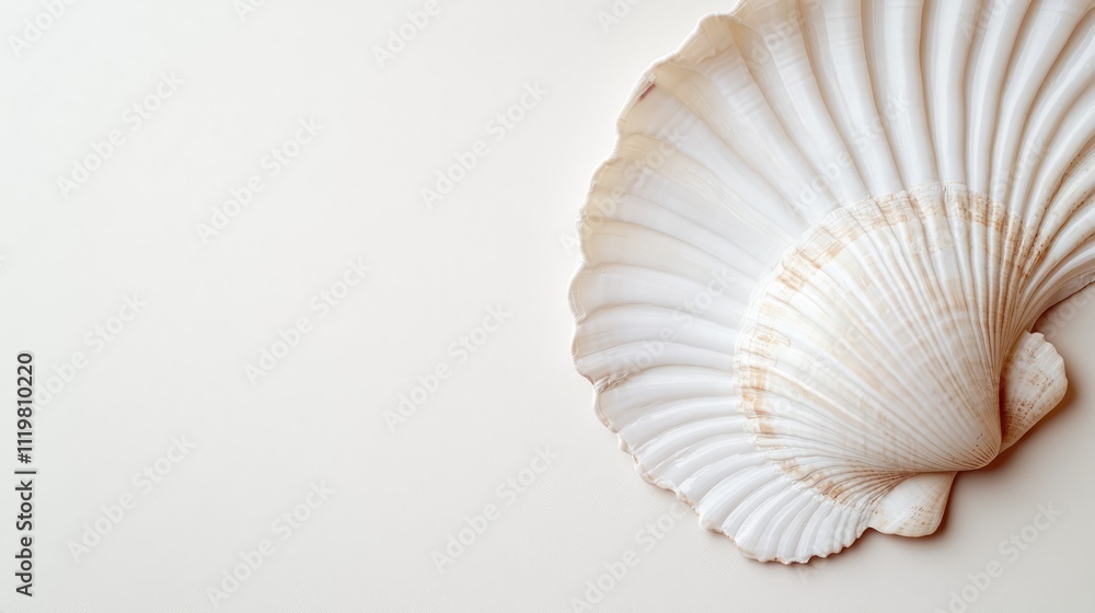 Poster elegant close-up of a pristine ocean shell on a neutral background perfect for decorative and orname