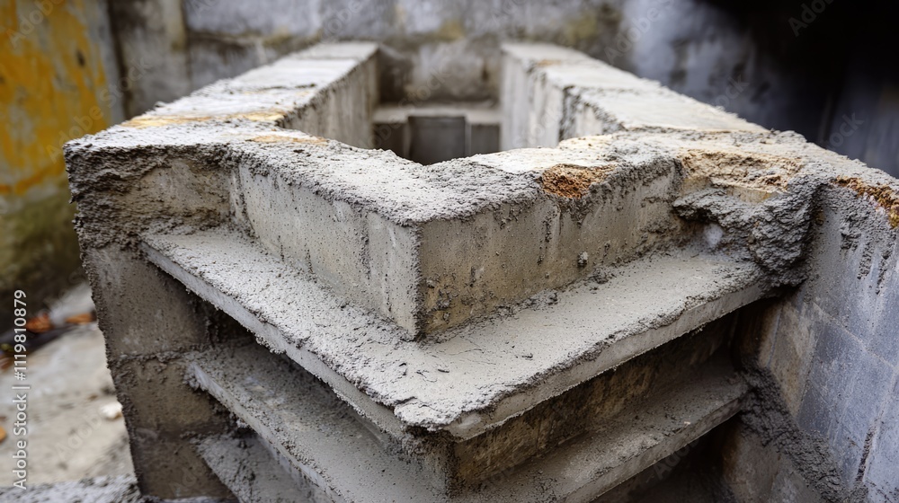 Aufkleber building a foundation for a house showcasing detailed concrete structure and craftsmanship in constr