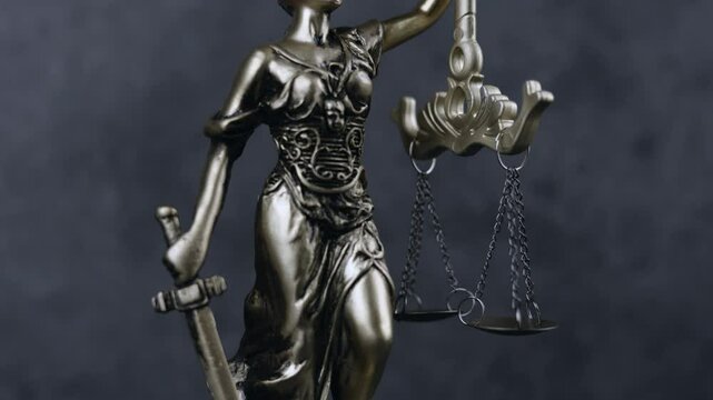 statue of god Themis Lady Justice is used as symbol of justice within law firm to demonstrate truthfulness of facts and power to judge without prejudice. Themis Lady Justice is of justice