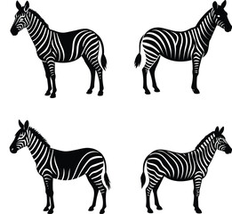 Black Silhouette Of Zebra Vector