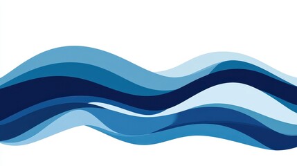 Smooth Blue Wave Pattern on White Background