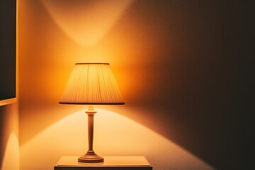cozy corner with soft lighting from table lamp casting subtle shadows on walls