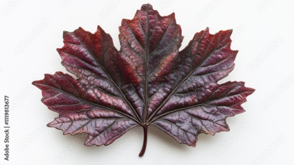 Poster burgundy maple leaf isolated on a white background showcasing its intricate texture and rich color i
