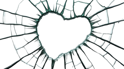 Broken Glass Heart Shape  isolated on white background 