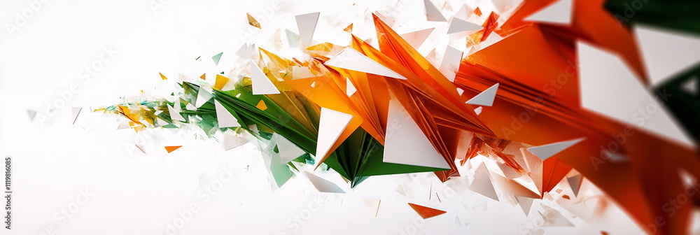 Poster modern wide horizontal web banner india republic day scene with a series of layered triangles in the