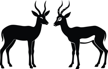 Black Silhouette Of Springbok Vector