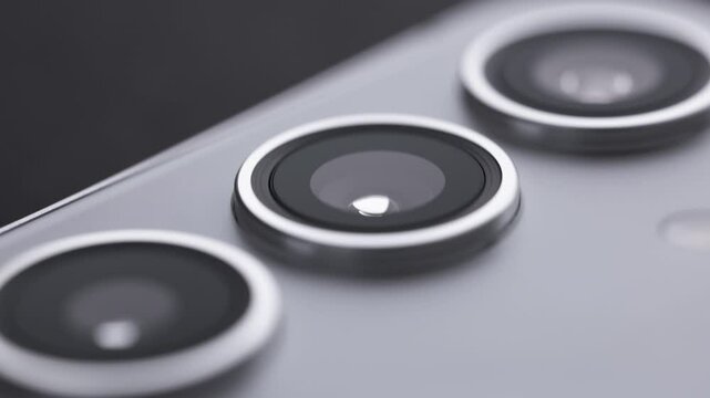 Smartphone cameras close-up. A universal set of cameras in a modern mobile phone