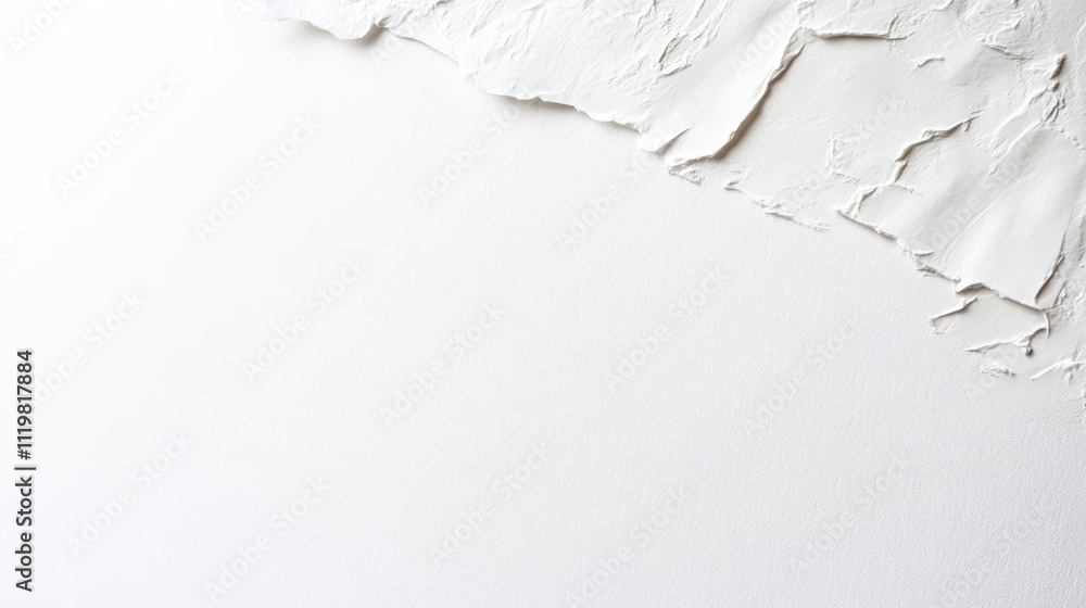 Aufkleber close up of textured white paper with an artistic torn edge against a plain background showcasing mi