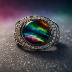 Design a ring inspired by the colors of the aurora borealis.