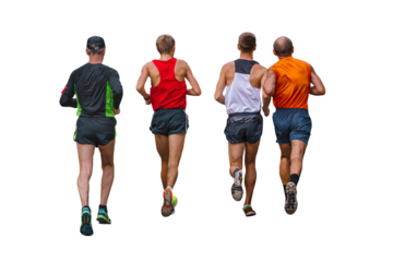 group male runners run race isolated on transparent background