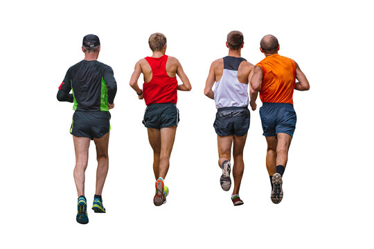 group male runners run race isolated on transparent background