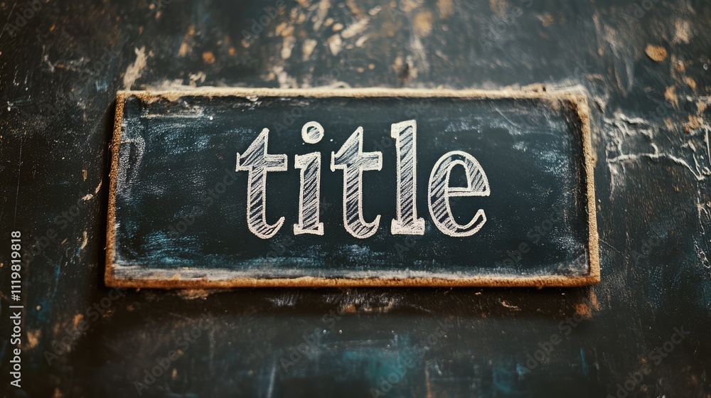 Aufkleber chalkboard displaying the word title emphasizing the importance of titles in copywriting and creativ