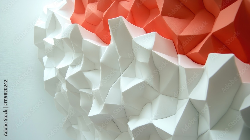 Aufkleber textured polyethylene foam wall design featuring a striking angular pattern in vibrant orange and wh
