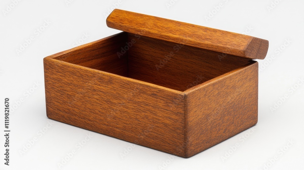 Poster empty wooden pine box with a removable lid isolated on a clean background for storage or decorative 