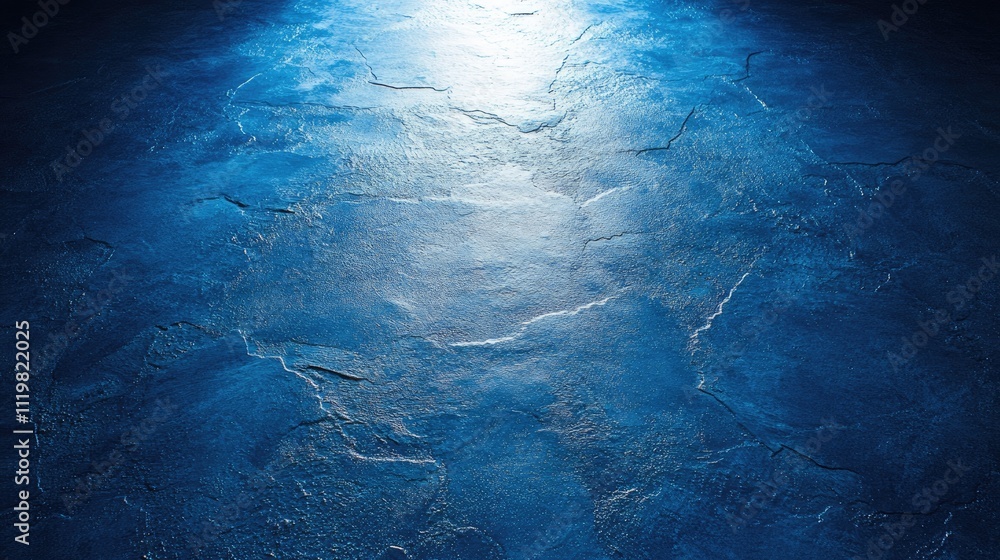Poster closeup of textured blue abstract painted surface illuminated by soft lighting creating a serene and