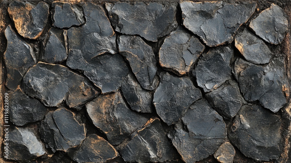 Poster textured slate stone wall background in dark grey with natural edges and surface variations for arch