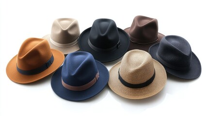 Variety of stylish hats showcasing various colors and styles ideal for sun protection and fashion accessories in modern trends.