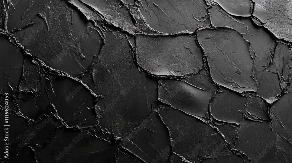 Poster textured black surface with cracked patterns ideal for backgrounds or design projects showcasing ele
