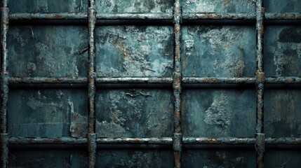 Naklejka premium Rusty metal grid background with textured surface for use in industrial or architectural design concepts