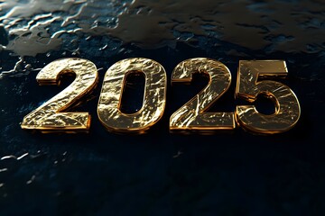 New Year's banner 2025, shiny, shimmery, glitter, gold, black background