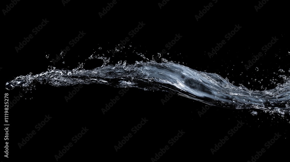 Poster dynamic water splashing against dark backdrop with air bubbles creating a captivating underwater sce