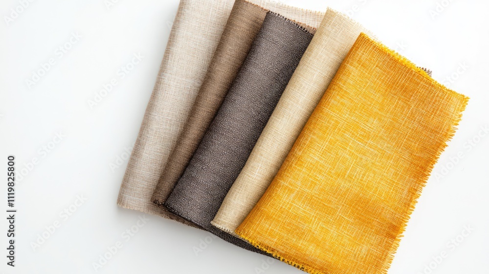 Poster fabric swatch collection showcasing various textures and colors on a clean white background for text