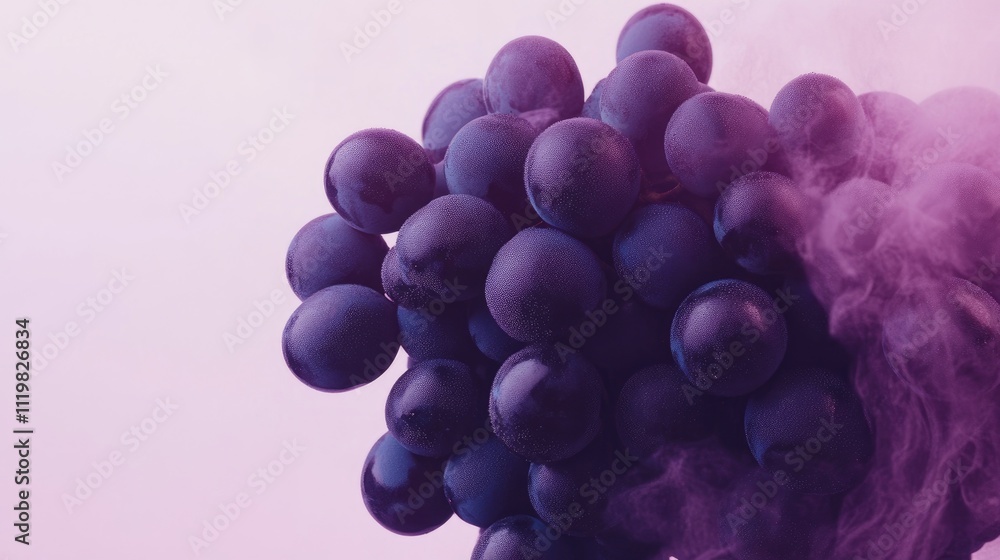 Poster dark purple grapes with a soft gradient background showcasing their rich color and texture perfect f