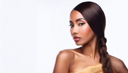 Obraz premium beautiful young woman with fashion makeup and hairstyle in silk