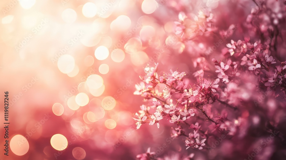 Aufkleber blurry pink floral background with soft bokeh effect for abstract design and creative projects
