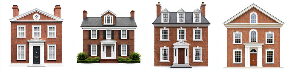 Fototapeta premium Serene colonial houses symmetrical windows