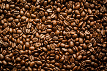 A roasted coffee beans texture background.