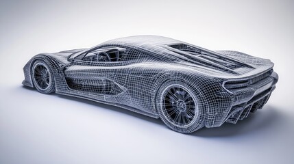 Naklejka premium Wireframe model of a futuristic sports car.
