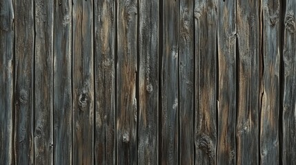 Fototapeta premium Old pine board fence texture with worn, cracked surfaces ideal for rustic backgrounds and design projects.