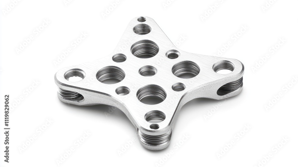 Poster aluminum profile accessory with multiple holes and threads isolated on a clean white background for 